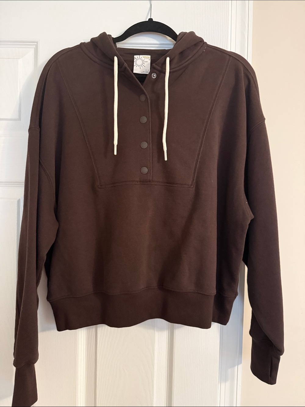 Aerie Chocolate Brown Hooded Pullover Sweatshirt - Picture 9 of 10